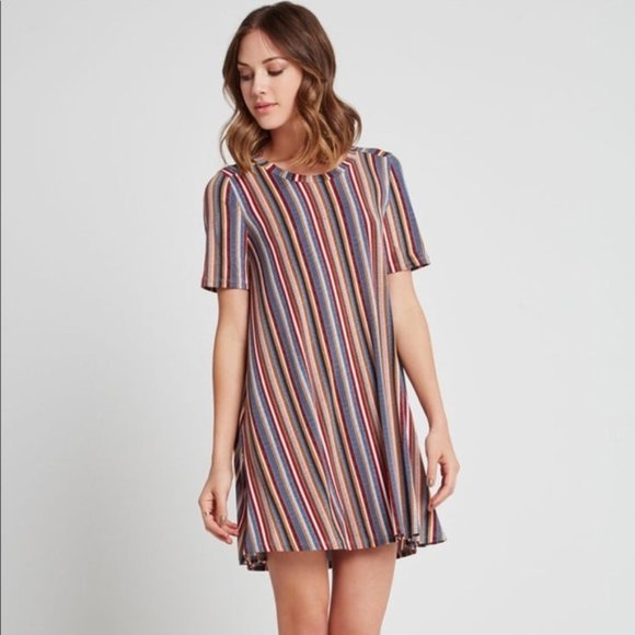 BCBGeneration Dresses & Skirts - BCBGeneration striped t-shirt mini dress colorful